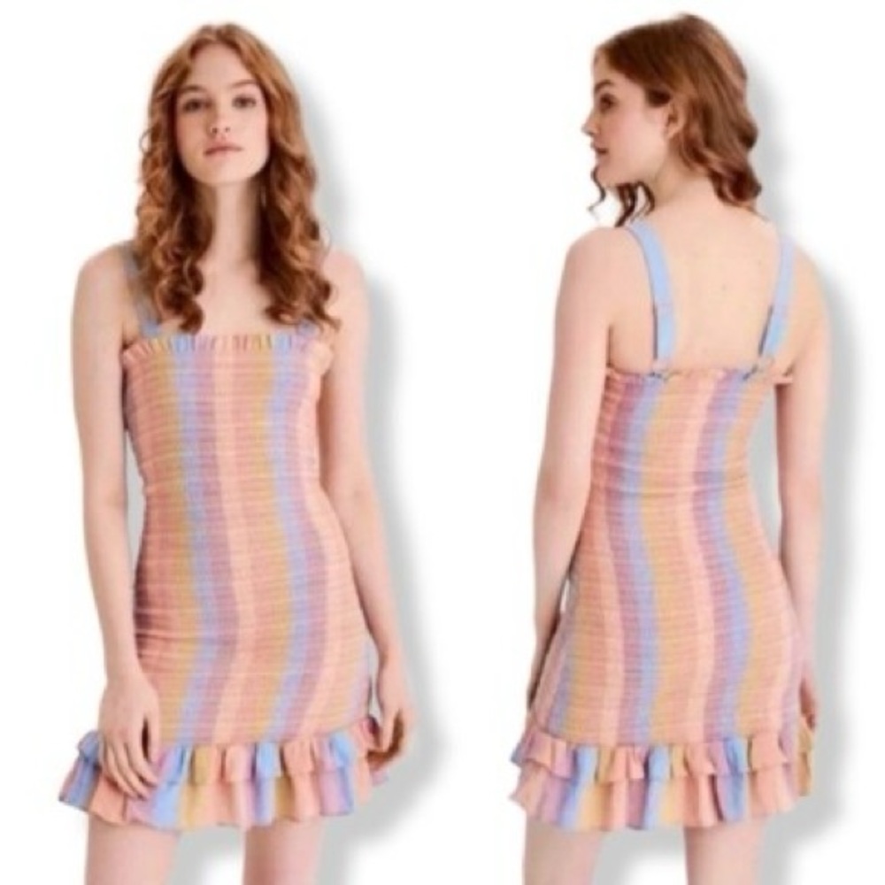 American Eagle Outfitters Womens Smocked Bodycon Mini Dress Multicolor Size M